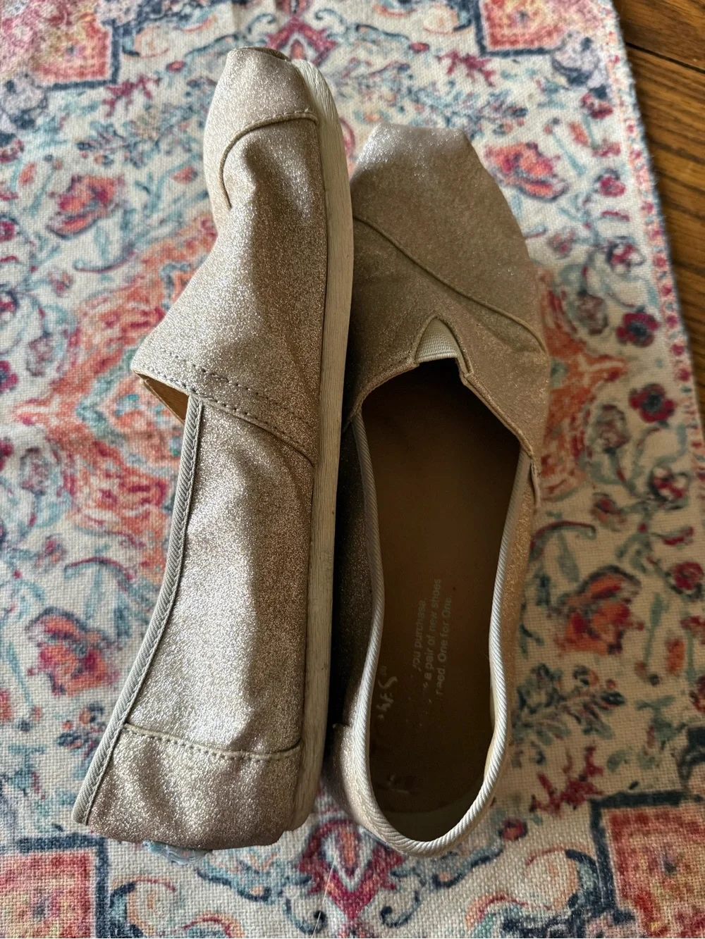 Toms Glitter Slip-On Espadrille in Champagne Gold